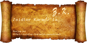 Zeidler Karméla névjegykártya